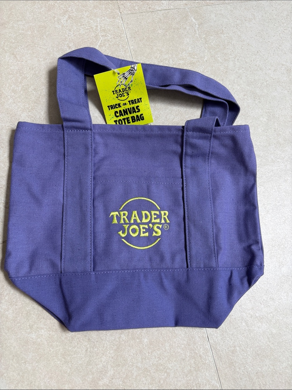 Trader Joe's mini tote Purple Canvas Tote Bag with Logo